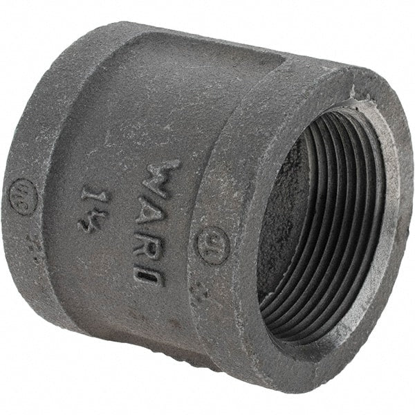 Value Collection - Size 1-1/2", Class 150, Malleable Iron Black Pipe Coupling (Right Hand) - 150 psi, Threaded End Connection - Exact Tooling