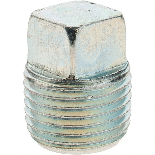 Value Collection - Class 150, 1/2" Galvanized Pipe Square Plug - Threaded, Malleable Iron - Exact Tooling