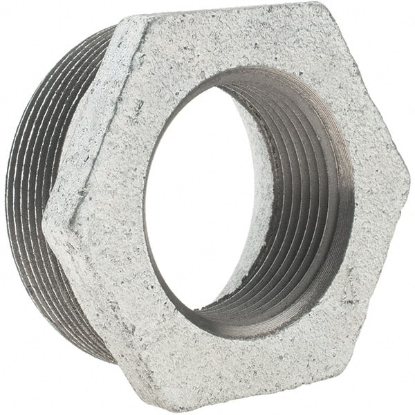Value Collection - Class 150, 2 x 1-1/4" Galvanized Pipe Hex Bushing - Threaded, Malleable Iron - Exact Tooling