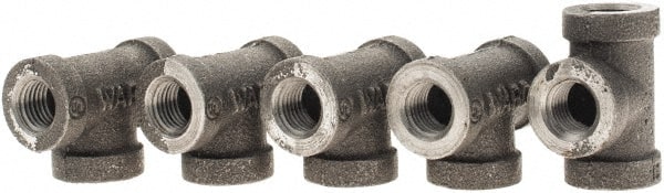Value Collection - Size 1/4", Class 150, Malleable Iron Black Pipe Tee - 150 psi, Threaded End Connection - Exact Tooling