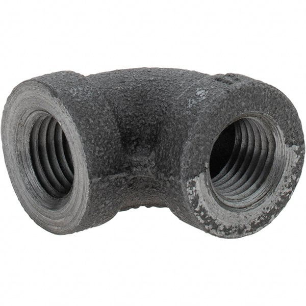 Value Collection - Size 1/4", Class 150, Malleable Iron Black Pipe 90° Elbow - 150 psi, Threaded End Connection - Exact Tooling
