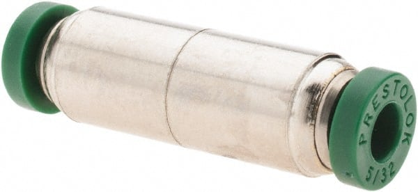Parker - 5/32" Outside Diam, Nickel Plated Brass Push-to-Connect Tube Union - 300 Max psi, Tube to Tube Connection, Nitrile O-Ring - Exact Tooling