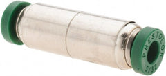 Parker - 5/32" Outside Diam, Nickel Plated Brass Push-to-Connect Tube Union - 300 Max psi, Tube to Tube Connection, Nitrile O-Ring - Exact Tooling
