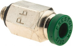 Parker - 5/32" Outside Diam, 10-32 UNF, Nickel Plated Brass Push-to-Connect Tube Male Connector - 300 Max psi, Tube to Male UNF Connection, Nitrile O-Ring - Exact Tooling