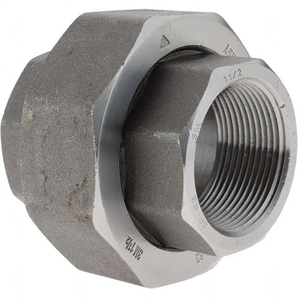 Value Collection - Size 1-1/2", Class 3,000, Forged Carbon Steel Black Pipe Union - NPT End Connection - Exact Tooling