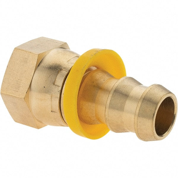Value Collection - 1/2" ID 1/2 UNF Barbed Push On Female Swivel - Brass - Exact Tooling