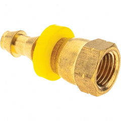 Value Collection - 1/4" ID 1/4 UNF Barbed Push On Female Swivel - Brass - Exact Tooling