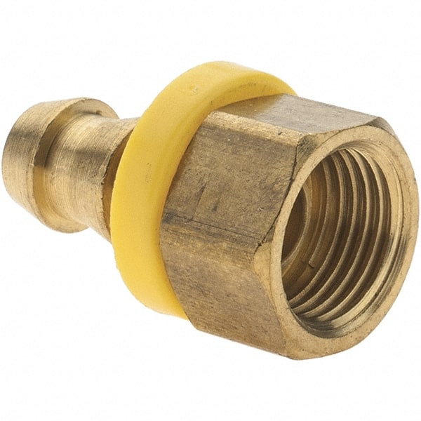 Value Collection - 3/8" ID 3/8 UNF Barbed Push On Inverted Female Rigid Fitting - Brass - Exact Tooling