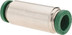 Parker - 5/16" Outside Diam, Nickel Plated Brass Push-to-Connect Tube Union - 300 Max psi, Tube to Tube Connection, Nitrile O-Ring - Exact Tooling