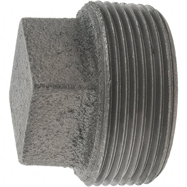 Value Collection - Size 1-1/2", Class 150, Malleable Iron Black Pipe Square Plug - 150 psi, Threaded End Connection - Exact Tooling