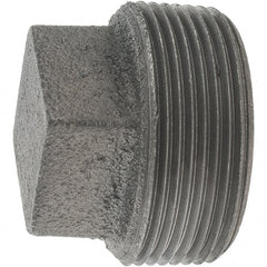 Value Collection - Size 1-1/2", Class 150, Malleable Iron Black Pipe Square Plug - 150 psi, Threaded End Connection - Exact Tooling