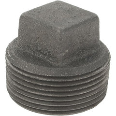 Value Collection - Size 1-1/4", Class 150, Malleable Iron Black Pipe Square Plug - 150 psi, Threaded End Connection - Exact Tooling