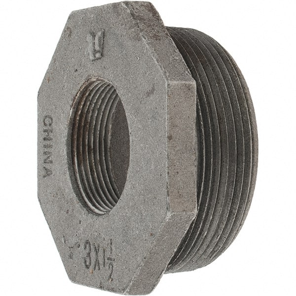 Value Collection - Class 150, 3 x 1-1/2" Black Pipe Hex Bushing - Threaded, Malleable Iron - Exact Tooling