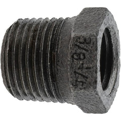Value Collection - Size 3/8 x 1/4", Class 150, Malleable Iron Black Pipe Hex Bushing - 150 psi, Threaded End Connection - Exact Tooling