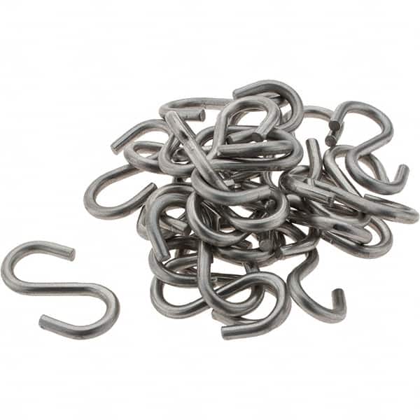 Value Collection - 304 Stainless Steel Uncoated S-Hook - 20 Lb Capacity, 0.12" Wire, 1-5/16" OAL - Exact Tooling