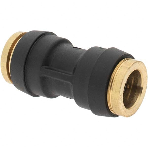 Parker - 1/2" Outside Diam, Brass Push-to-Connect Tube Union - 250 Max psi, Tube to Tube Connection - Exact Tooling