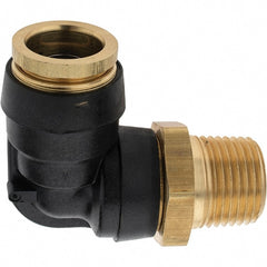 Parker - 5/8" Outside Diam, 1/2 Thread, Brass Push-to-Connect Tube Male Elbow - 250 Max psi, Tube to Male NPT Connection - Exact Tooling