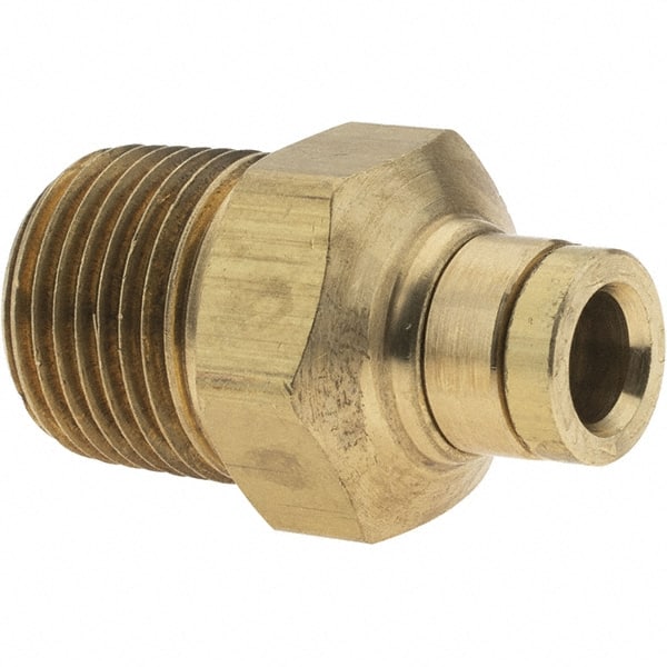 Parker - 1/4" Outside Diam, 3/8 NPT, Metal Push-to-Connect Tube Male Connector - 250 Max psi, Tube to Male NPT Connection, Buna-N O-Ring - Exact Tooling