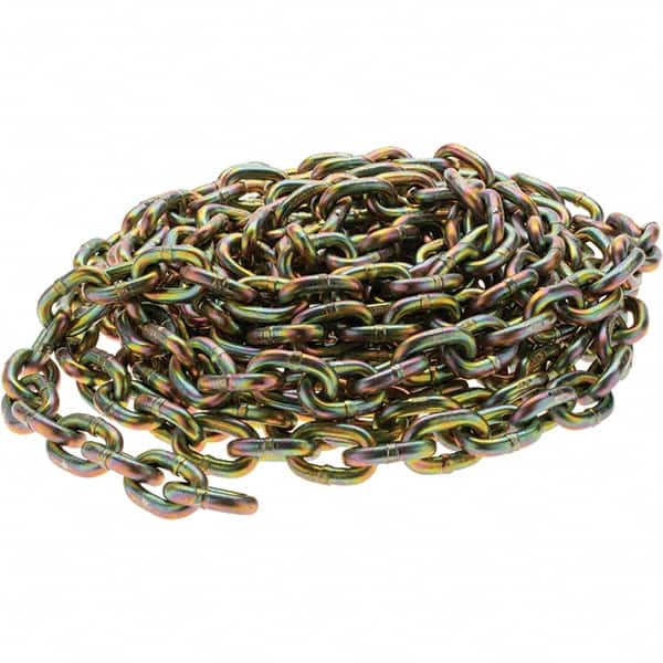 Value Collection - 5/16" Welded Transport Chain - 4,700 Lb Capacity, Grade 70, 25' Long, Yellow Chromate Finish - Exact Tooling