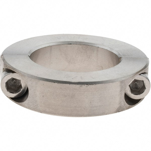 Value Collection - 1-1/4" Bore, Stainless Steel, Two Piece Shaft Collar - 2-1/16" Outside Diam, 1/2" Wide - Exact Tooling