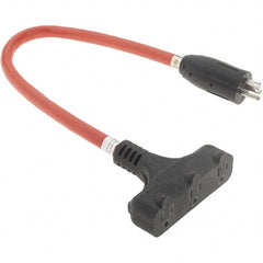 Value Collection - 2', 12/3 Gauge/Conductors, Orange Indoor & Outdoor Extension Cord - 15 Amps, 125 Volts, UL STW - Exact Tooling