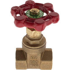 Value Collection - 1/2" Pipe, FNPT x FNPT Bronze Solid Wedge Gate Valve - 200 WOG, 125 WSP, For Use with Plumbing Application - Exact Tooling