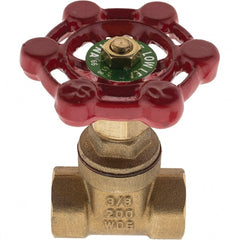 Value Collection - 3/8" Pipe, FNPT x FNPT Bronze Solid Wedge Gate Valve - 200 WOG, 125 WSP, For Use with Plumbing Application - Exact Tooling