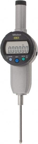 Mitutoyo - 0 to 2" Range, 0.00005" Graduation, Electronic Drop Indicator - Flat Back, Accurate to 0.0002", English & Metric System, LCD Display - Exact Tooling