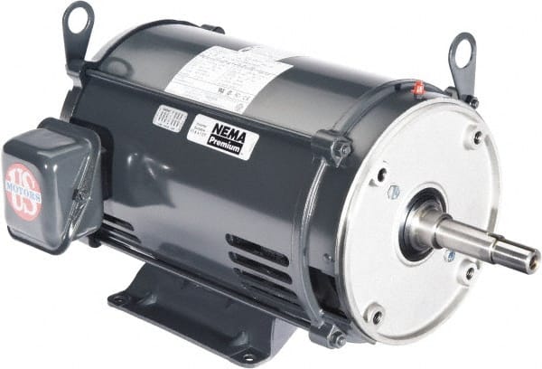 US Motors - 2 hp, ODP Enclosure, No Thermal Protection, 3,500 RPM, 208-230/460 Volt, 60 Hz, Three Phase Energy Efficient Motor - Size 145 Frame, Rigid Mount, 1 Speed, Ball Bearings, 5.6-5.1/2.5 Full Load Amps, F Class Insulation, CCW Lead End - Exact Tooling