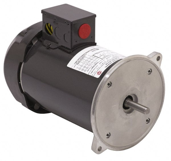 US Motors - 1/2 hp, TEFC Enclosure, Manual Thermal Protection, 1,725 RPM, 115/230 Volt, 60 Hz, Industrial Electric AC/DC Motor - Size 56 Frame, Flange Mount, 1 Speed, Ball Bearings, 8.6/4.3 & 10.4/5.4 Full Load Amps, B Class Insulation, Reversible - Exact Tooling