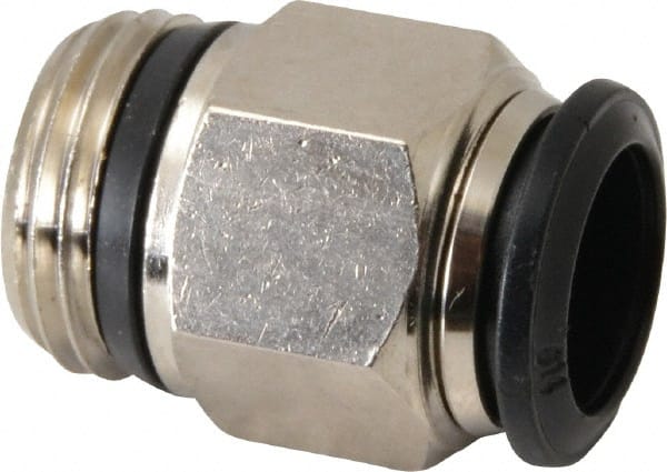 Alpha Technologies - 14mm Outside Diam, 1/2 Universal, Nickel Plated Brass Push-to-Connect Tube Male Connector - 250 Max psi, Tube to Universal Thread Connection, Buna O-Ring - Exact Tooling