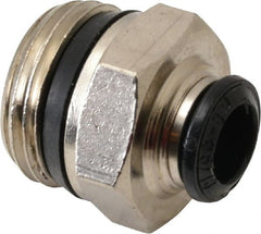 Alpha Technologies - 8mm Outside Diam, 1/2 Universal, Nickel Plated Brass Push-to-Connect Tube Male Connector - 250 Max psi, Tube to Universal Thread Connection, Buna O-Ring - Exact Tooling