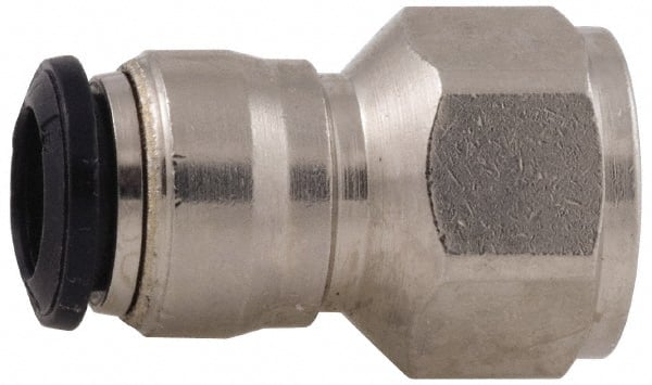 Alpha Technologies - 3mm Outside Diam, M5 Metric, Nickel Plated Brass Push-to-Connect Tube Female Connector - 250 Max psi, Tube to Female BSPP Connection, Buna O-Ring - Exact Tooling