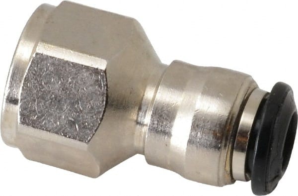 Alpha Technologies - 6mm Outside Diam, 1/4 BSPP, Nickel Plated Brass Push-to-Connect Tube Female Connector - 250 Max psi, Tube to Female BSPP Connection, Buna O-Ring - Exact Tooling