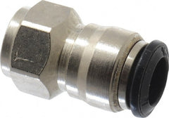 Alpha Technologies - 8mm Outside Diam, 1/8 BSPP, Nickel Plated Brass Push-to-Connect Tube Female Connector - 250 Max psi, Tube to Female BSPP Connection, Buna O-Ring - Exact Tooling