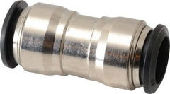 Alpha Technologies - 14mm Outside Diam, Nickel Plated Brass Push-to-Connect Tube Union - 250 Max psi, Tube to Tube Connection, Buna O-Ring - Exact Tooling