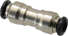 Alpha Technologies - 3mm Outside Diam, Nickel Plated Brass Push-to-Connect Tube Union - 250 Max psi, Tube to Tube Connection, Buna O-Ring - Exact Tooling