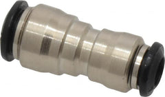 Alpha Technologies - 8 x 6mm Outside Diam, Nickel Plated Brass Push-to-Connect Tube Union - 250 Max psi, Tube to Tube Connection, Buna O-Ring - Exact Tooling