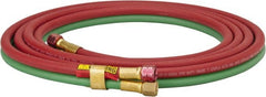 Parker - 1/4" Inside x 17/32" Outside Diam, Grade T Welding Hose - Green & Red, 12-1/2' Long, Twin Style, 200 psi Working Pressure - Exact Tooling