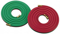 Parker - 3/8" Inside x 0.656" Outside Diam, Grade R Welding Hose - Green & Red, 25' Long, Twin Style, 200 psi Working Pressure - Exact Tooling