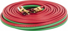 Parker - 1/4" Inside x 17/32" Outside Diam, Grade R Welding Hose - Green & Red, 50' Long, Twin Style, 200 psi Working Pressure - Exact Tooling