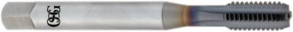 OSG - M22x2.50 Metric Coarse 6H 5 Flute TiCN Finish Powdered Metal Straight Flute Machine Tap - Bottoming, Right Hand Thread, 140mm OAL, 2-7/32" Thread Length, D8 Limit, Oversize - Exact Tooling