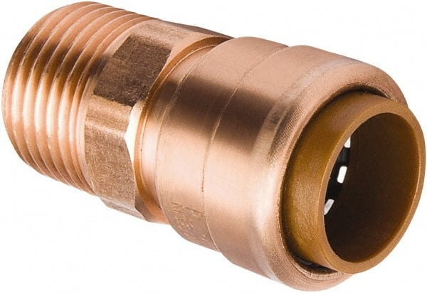 B&K Mueller - 3/4" Outside Diam, Metal Push-to-Connect Tube Male Connector - 200 Max psi, Tube to Male NPT Connection, Rubber O-Ring - Exact Tooling