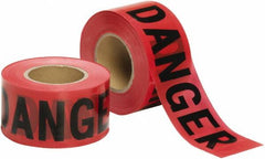 Ability One - 1,000' Long x 3" Wide Roll, Polyethylene, Black & Red Barricade Tape - Message: Danger - Exact Tooling