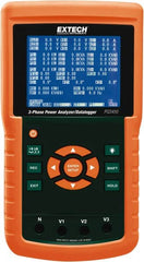 Extech - 3 Phase, 600 VAC, 200 to 3,000 Amp Capability, 45 to 65 Hz Calibration, LCD Display Power Meter - 0.5% Current Accuracy, 0.5% Voltage Accuracy - Exact Tooling