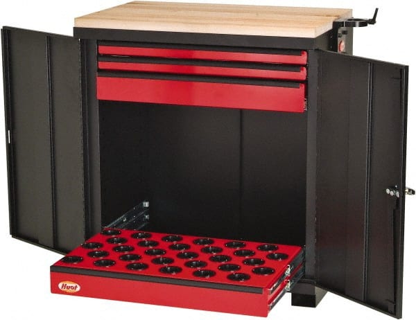 Huot - 4 Drawer NC/CNC Cabinet Modular Workstation - For Use HSK 100A, Holds 18 Tools, 34 Inches Wide x 39 Inches High x 23 Inches Deep, 285 Lbs. Load Capacity - Exact Tooling