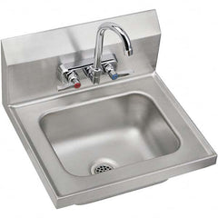 ELKAY - Stainless Steel Sinks Type: Hand Sink Wall Mount w/Manual Faucet Outside Length: 16-3/4 (Inch) - Exact Tooling
