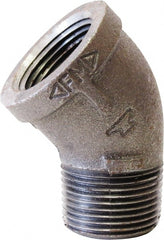 Made in USA - Size 1", Class 150, Malleable Iron Black Pipe 45° Street Elbow - 300 psi, Threaded (NPT) End Connection - Exact Tooling