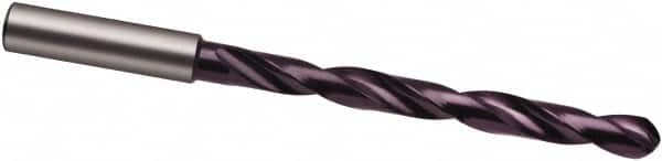 Guhring - 18.5mm, Spiral Flute, Solid Carbide Taper Length Drill Bit - FIREX Finish, 190mm Flute Length, 244mm OAL, Series 6502 - Exact Tooling