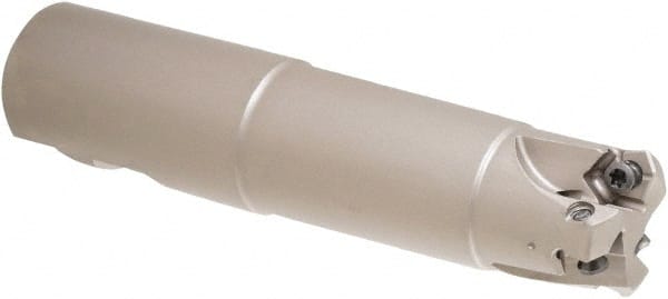 Iscar - 1-1/4" Cut Diam, 0.106" Max Depth, 1-1/4" Shank Diam, Weldon Shank Indexable High-Feed End Mill - Screw Holding Method, H600 WXCU Insert, MF EWX-07 Toolholder, Through Coolant - Exact Tooling